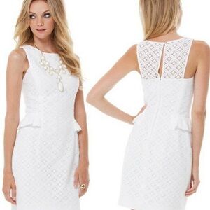 Lilly Pulitzer Abby White Lace Peplum Sheath Dress – Size 12